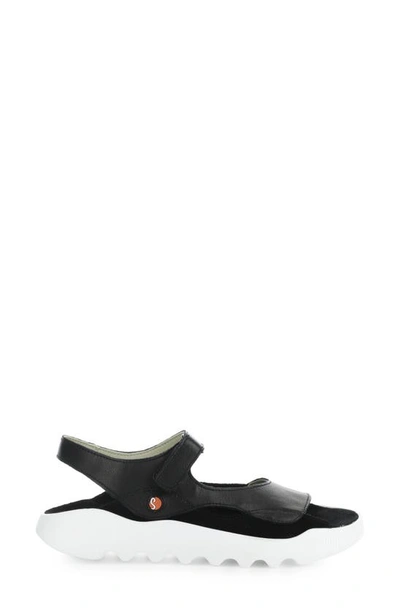 Shop Softinos By Fly London Weal Sandal In Black Smooth Leather