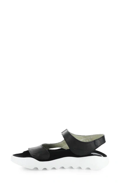 Shop Softinos By Fly London Weal Sandal In Black Smooth Leather