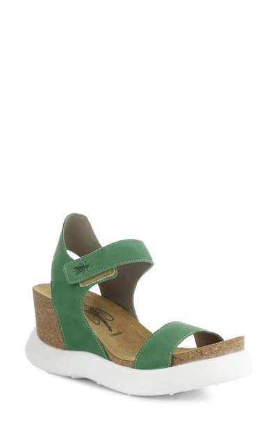 Shop Fly London Gogo Platform Wedge Sandal In Lime Green Cupid