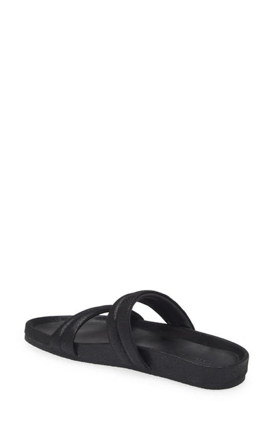 Chocolat Blu Davi Slide Sandal In Black Shimmer
