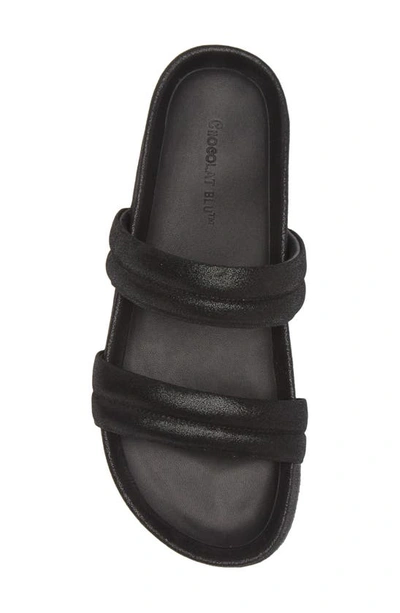 Chocolat Blu Davi Slide Sandal In Black Shimmer