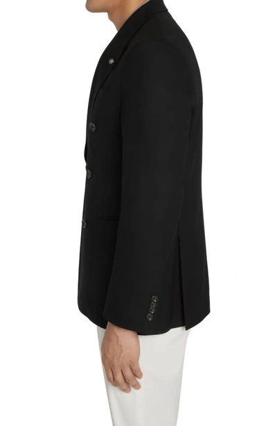 Jack Victor Hill Soft Constructed Double Breasted Wool Blend Sport Coat In Black