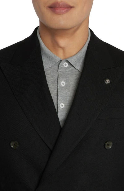 Jack Victor Hill Soft Constructed Double Breasted Wool Blend Sport Coat In Black