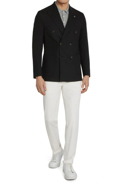Jack Victor Hill Soft Constructed Double Breasted Wool Blend Sport Coat In Black