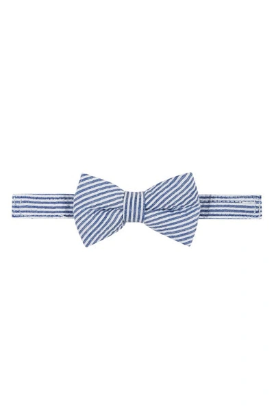 Shop Andy & Evan Seersucker Bodysuit, Bow Tie & Shorts Set In Blue Seersucker