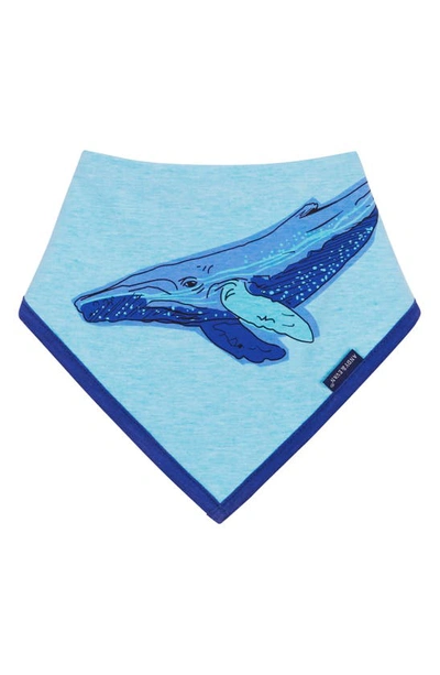 Shop Andy & Evan Whale Print Hooded Romper & Bib Set In Blue Whales