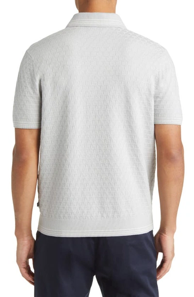 Shop Ted Baker Mahana Stitched Short Sleeve Polo Sweater In Light Grey
