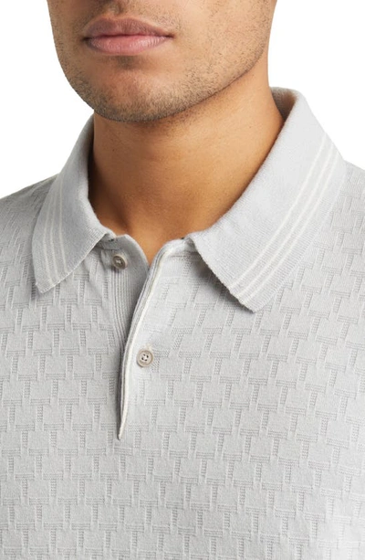 Shop Ted Baker Mahana Stitched Short Sleeve Polo Sweater In Light Grey