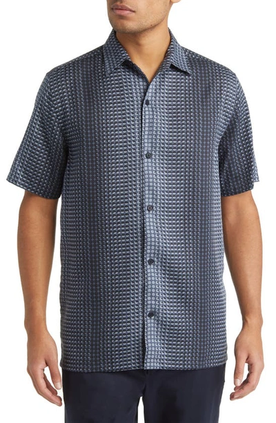 Shop Ted Baker Munden Relaxed Fit Ombré Dot Print Short Sleeve Button-up Shirt In Navy
