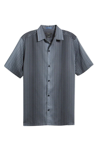 Shop Ted Baker Munden Relaxed Fit Ombré Dot Print Short Sleeve Button-up Shirt In Navy