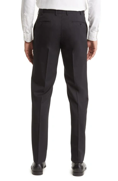 Zanella Parker Flat Front Wool Trousers In Black