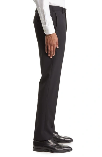 Zanella Parker Flat Front Wool Trousers In Black