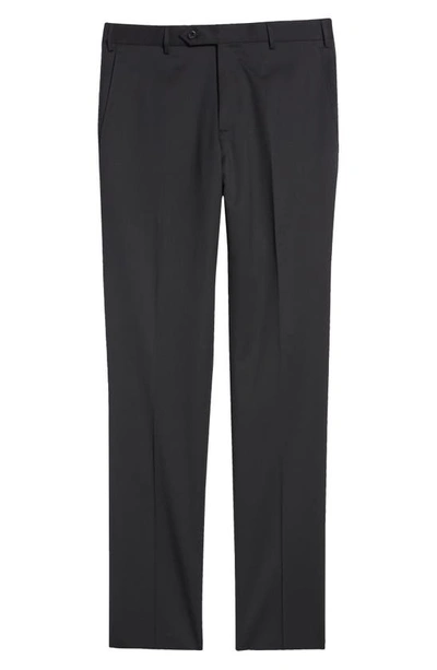 Zanella Parker Flat Front Wool Trousers In Black
