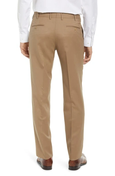 Zanella Parker Flat Front Wool Dress Pants In Tan