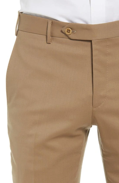 Zanella Parker Flat Front Wool Dress Pants In Tan