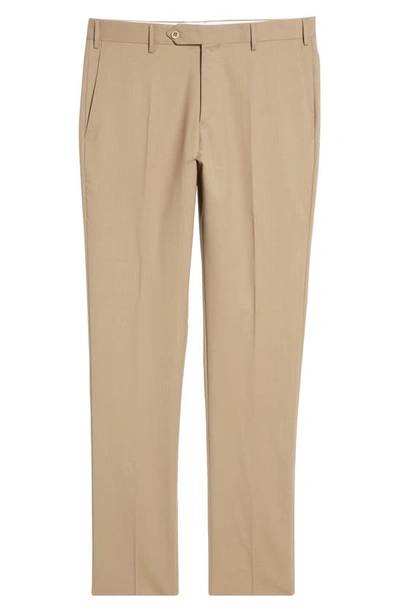 Zanella Parker Flat Front Wool Dress Pants In Tan