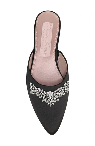 Naturalizer Pnina Tornai For  Pyaar Pointed Toe Mule In Black Satin Fabric