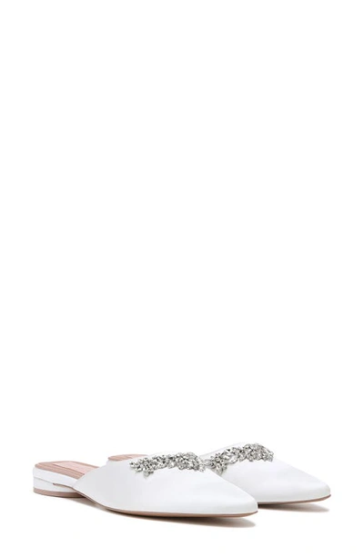Naturalizer Pnina Tornai For  Pyaar Pointed Toe Mule In White Satin Fabric