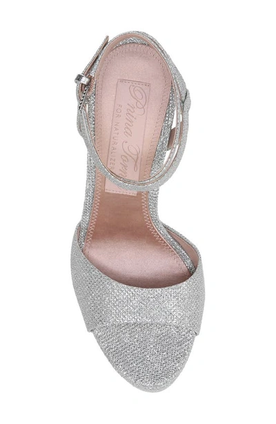 Shop Naturalizer Pnina Tornai For  Ai Ankle Strap Platform Sandal In Silver Glitter Fabric