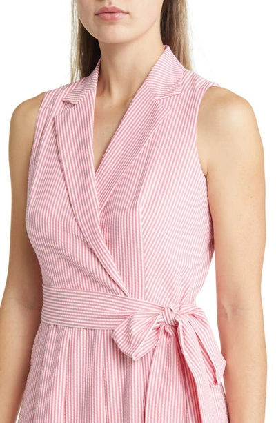 Shop Anne Klein Faux Wrap Fit & Flare Dress In Camellia/bright White