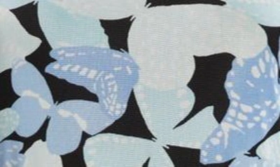 Anne Klein Butterfly Print Long Sleeve Dress In Shore Blue Multi -