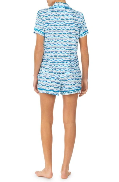 Shop Kate Spade Print Short Pajamas In White/ Blue Waves