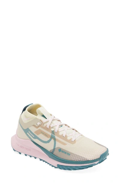 Shop Nike React Pegasus Trail 4 Gore-tex® Waterproof Running Shoe In Sanddrift/ Teal/ Coco Milk