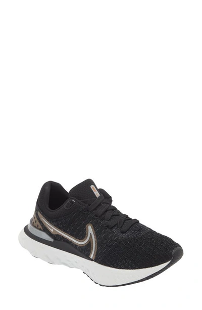Nike React Infinity Flyknit Running Shoe In Black/ Metallic/ Anthracite