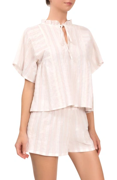 Shop Everyday Ritual Joyce Stripe Cotton Short Pajamas In Strawberry Stripe