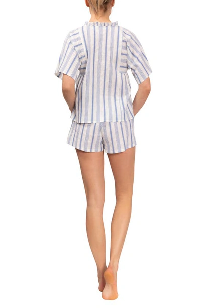 Shop Everyday Ritual Joyce Stripe Cotton Short Pajamas In Blueberry Stripe