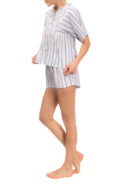 Everyday Ritual Joyce Stripe Cotton Short Pajamas In Blueberry Stripe
