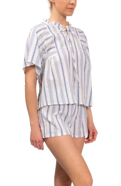 Everyday Ritual Joyce Stripe Cotton Short Pajamas In Blueberry Stripe