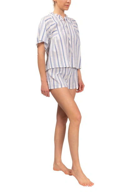 Shop Everyday Ritual Joyce Stripe Cotton Short Pajamas In Blueberry Stripe