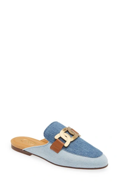 Shop Tod's Kate Chain Detail Loafer Mule In Blue