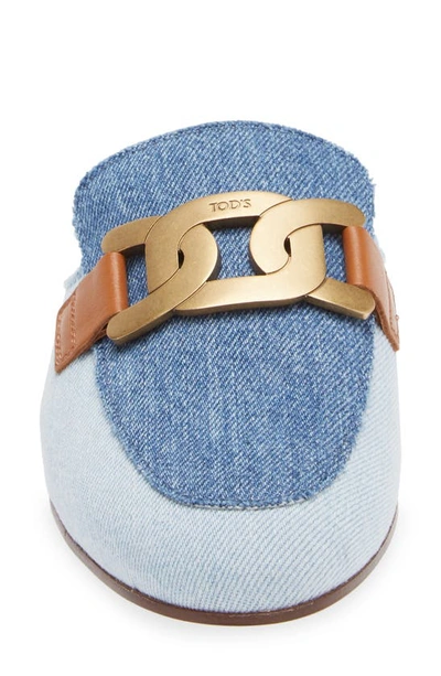 Shop Tod's Kate Chain Detail Loafer Mule In Blue