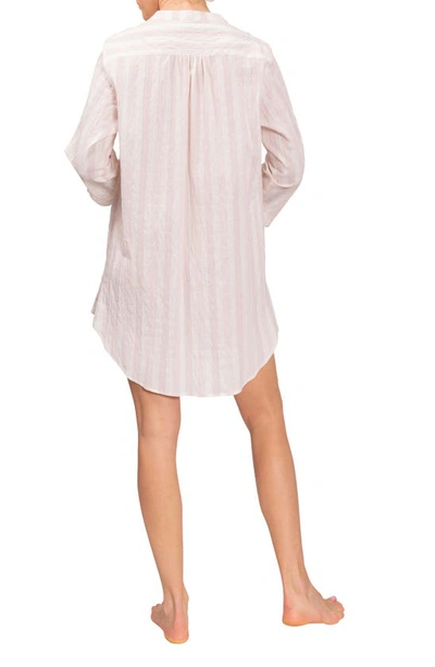Shop Everyday Ritual Hailey Stripe Cotton Pajama Tunic In Strawberry Stripe