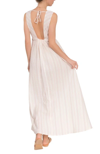 Everyday Ritual Amelia Stripe Cotton Nightgown In Stawberry Stripe