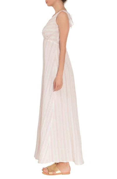 Everyday Ritual Amelia Stripe Cotton Nightgown In Stawberry Stripe