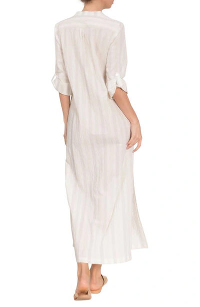 Everyday Ritual Tracey Stripe Cotton Nightgown In Honeydew Stripe
