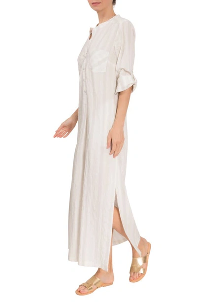 Everyday Ritual Tracey Stripe Cotton Nightgown In Honeydew Stripe
