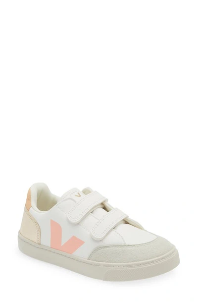 Shop Veja Kids' Small V-12 Sneaker In Extra-white Multico-platine
