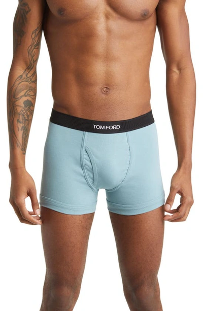 Shop Tom Ford Cotton Stretch Jersey Boxer Briefs In Celeste