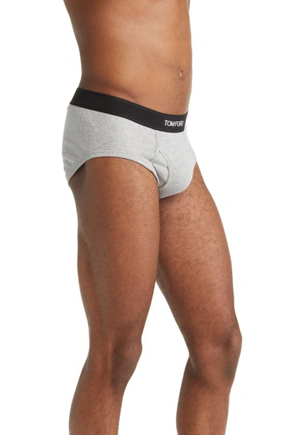 Shop Tom Ford 2-pack Cotton Stretch Jersey Briefs In Black/grey