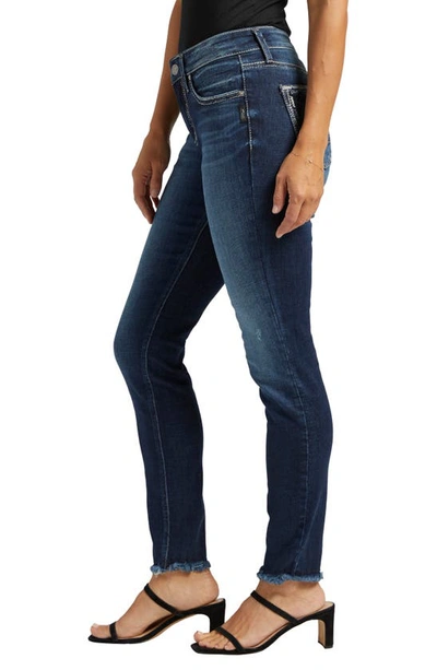 Shop Silver Jeans Co. Suki High Waist Raw Hem Skinny Jeans In Indigo