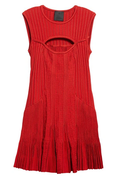Shop Givenchy Monogram Cutout Sweater Dress In Vermillon