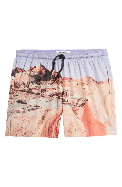 Shop Cat Wwr Mountain Print Drawstring Shorts In Coral