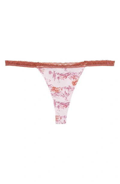 Shop Free People Intimately Fp Lace Trim Thong In Wisteria Combo