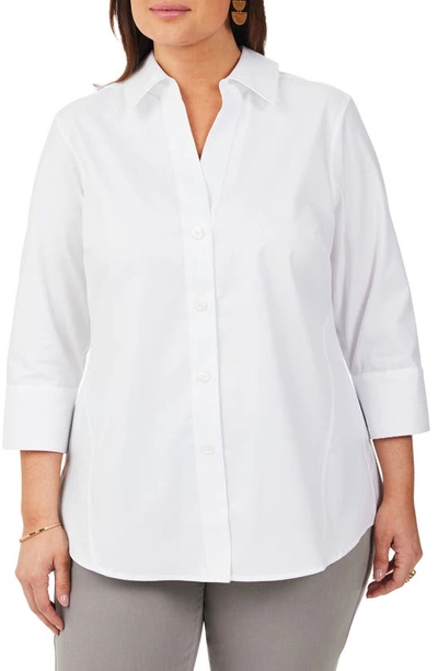 Shop Foxcroft Paityn Stripe Non-iron Cotton Shirt In White