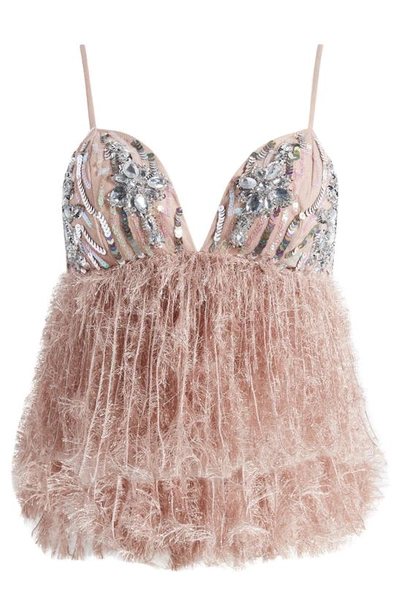 Shop Asos Design Luxe Sequin Camisole In Light Pink