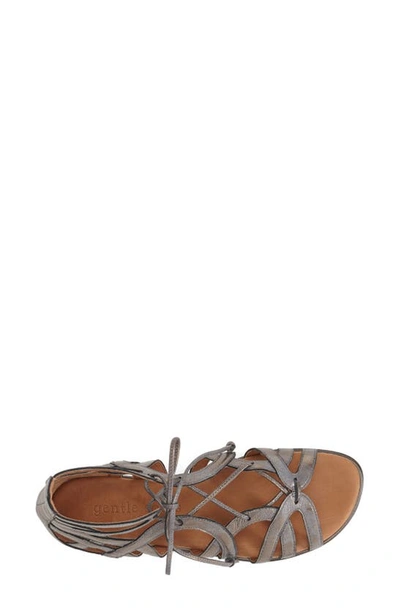 Gentle Souls By Kenneth Cole Break My Heart 3 Womens Leather Gladiator Sandals In Graphite Leather